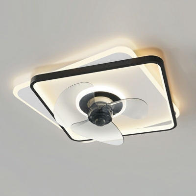 Flush-Mount Fan Light Fixture Children's Room Style Acrylic Flushmount for Living Room Remote Control Stepless Dimming