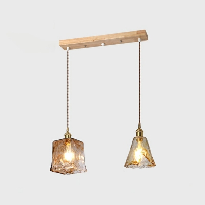 Glass Drum Hanging Ceiling Light Modern Style 1 Light Pendant Lighting Fixtures in Amber