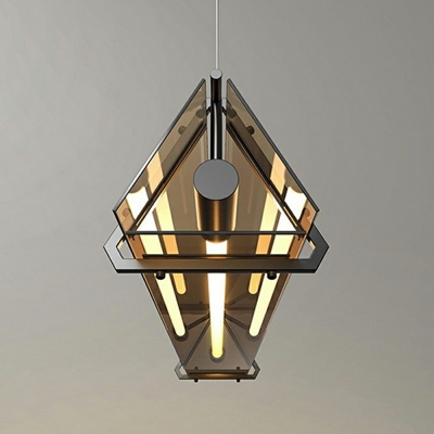 Glass Island Lighting Fixtures Modern Linear Suspension Light for Living Room