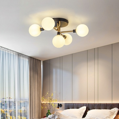 Globe Glass Semi Flush Mount Light Fixture Modern Minimalism Ceiling Flush Mount Lights for Bedroom