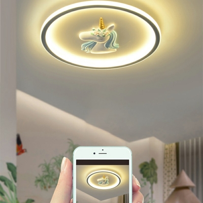 Kids Metallic Flush Mount Light LED Ambient Lighting for Living Room