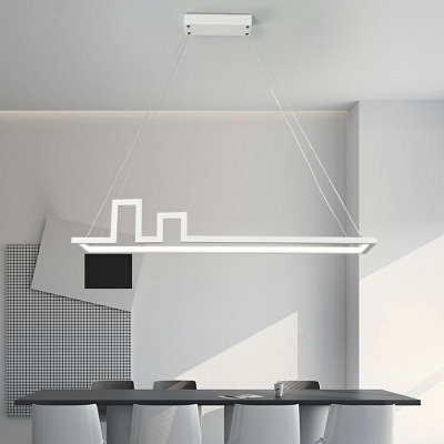 Rectangle Shade Island Light Fixture Modernist Metal Dining Room Pendant