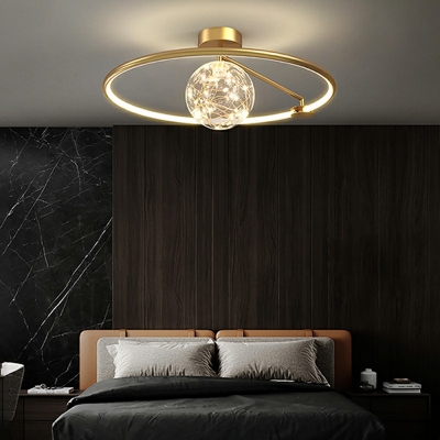 Sphere Flush Lighting Modern Glass 2-Light Flush Mount Lamp for Bedroom