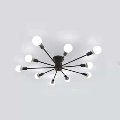 Sphere Flush Mount Ceiling Lights Industrial Style Metal 6-Lights Flushmount Ceiling Lamp in Black