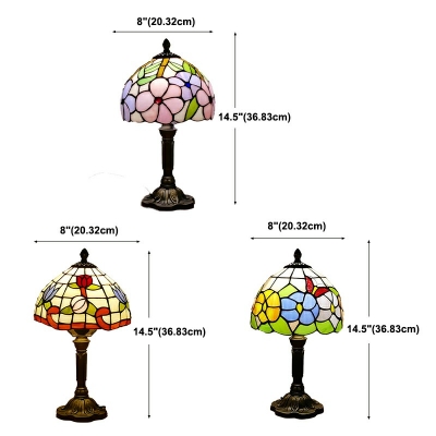 Stained Glass Bowl Night Table Lamps Tiffany Style 1 Light Nightstand Lamps in Beige