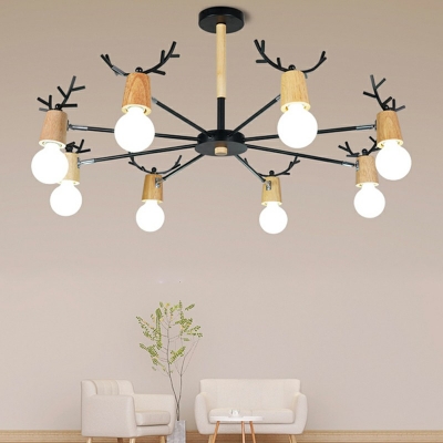 Wood Chandelier Lighting Fixtures Modern Minimalism Ceiling Pendant Light for Living Room