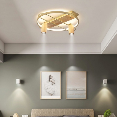 Wood LED Flush Mount Ceiling Light Fixtures Modern Ceiling Flush Mount for Living Room