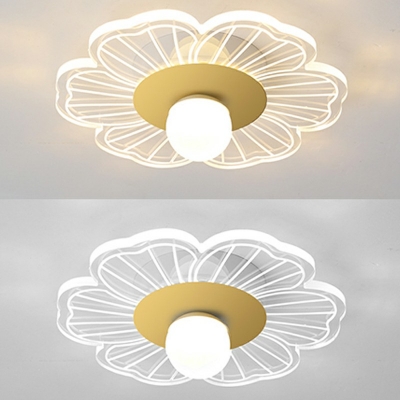1-Light Flush Light Fixtures Minimalist Style Flower Shape Metal Flushmount Ceiling Lamp