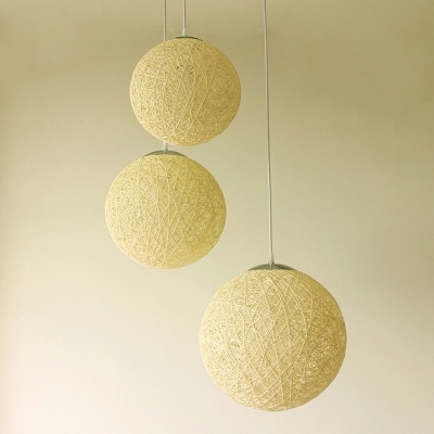 1 Light Globe Pendant Lighting Fixtures Modern Style Bamboo Pendant Light Fixtures in Yellow