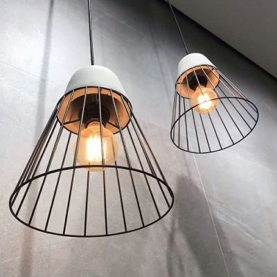 1-Light Pendant Lamp Modernist Style Cage Shape Metal Hanging Ceiling Lights