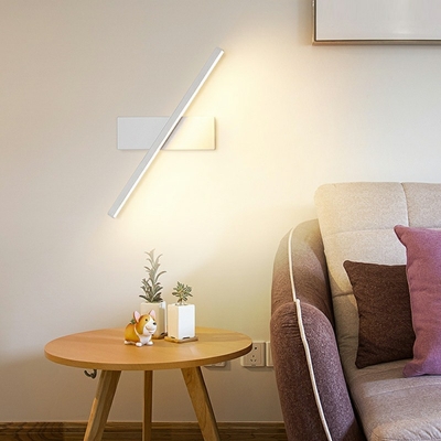 1-Light Sconce Light Fixture Minimalist Style Linear Shape Metal Wall Lamps