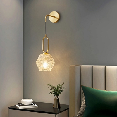 1-Light Sconce Lights Industrial Style Hexagon Shape Metal Wall Mounted Light