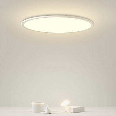 1 Light Super-thin Flush-Mount Light Fixture Modern Style Metal Flush-Mount Light Fixture in White