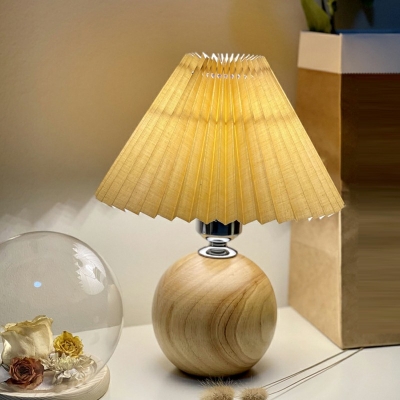 1-Light Table Light Minimalist Style Cone Shape Fabric Nightstand Lamps
