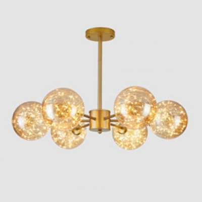 12-Light Chandelier Lamp Minimalism Style Ball Shape Metal Warm Light Hanging Ceiling Lights