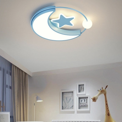 3-Light Flushmount Lighting Simplistic Style Moon Shape Metal Ceiling Mounted Fixture