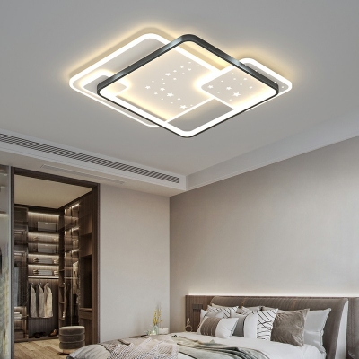 Contemporary Metallic Flush Mount Light LED Lighting for Living Room
