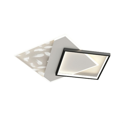 Contemporary Metallic Flush Mount Light Square Lighting for Reading Room