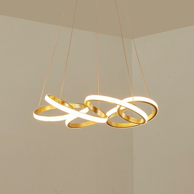 Curved Chandelier Lights Modern Metal 1-Light Chandelier Light Fixture in Gold