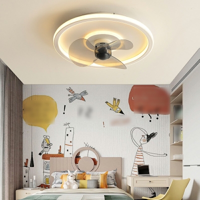 Flush Mount Fan Fixture Children's Room Style Acrylic Flush Mount Ceiling Fan Light for Living Room Remote Control Stepless Dimming