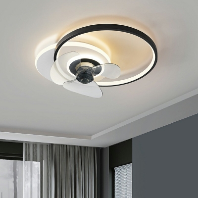 Flush-Mount Fan Light Fixture Children's Room Style Acrylic Flushmount for Living Room Remote Control Stepless Dimming