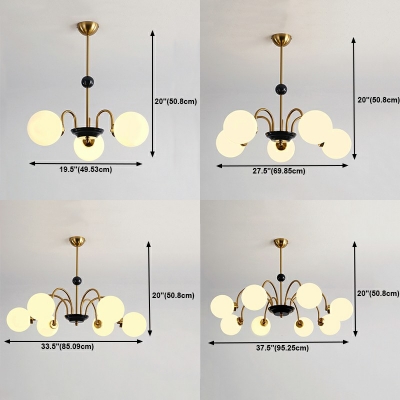 Glass and Metal Chandelier Pendant Light Basic Modern Minimalist Hanging Ceiling Lights