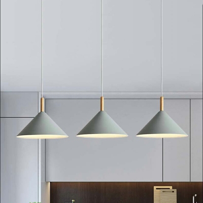 Macaron Cone Pendant Lighting Modern Metal 1-Light Pendant Light for Dining Room