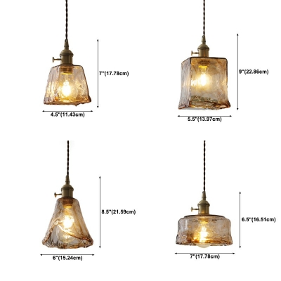 Modern Style Triangle Pendant Lights Glass 1-Light Pendant Lighting in Amber
