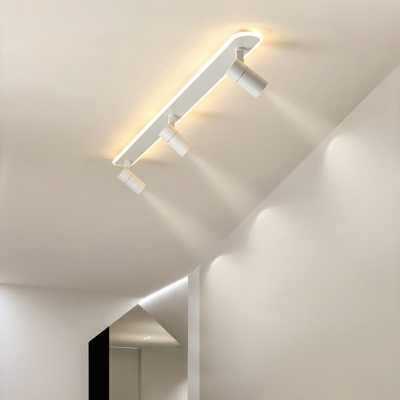 Modern Tubular Track Lighting Fixture Metal Semi Flush Mount Ceiling Light in White