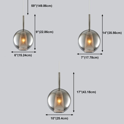 Pendulum Lights Hanging Pendant Light Modern Style Glass 1-Light Ceiling Pendant Light in Grey