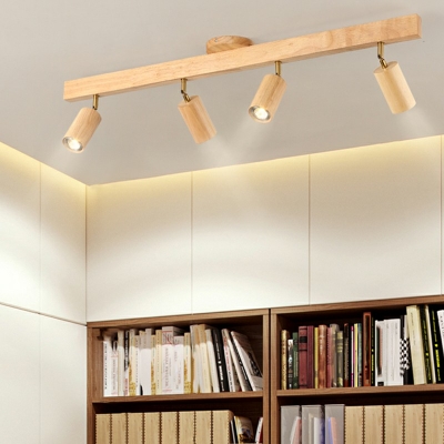 Tube Living Room Ceiling Track Lighting Wood Modernism Semi Flush Light Fixture
