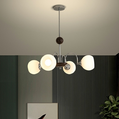 White Chandelier Lighting Globe Shade Modern Style Glass Suspension Light for Living Room