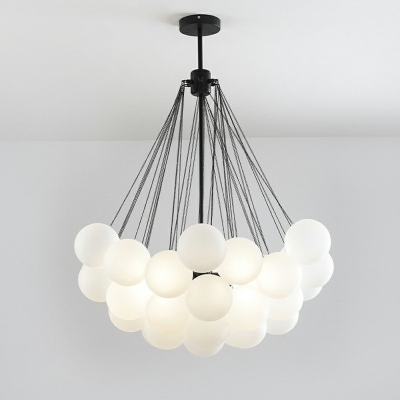 White Frosted Glass Suspension Lighting Modern Living Room Balloon Design Chandelier