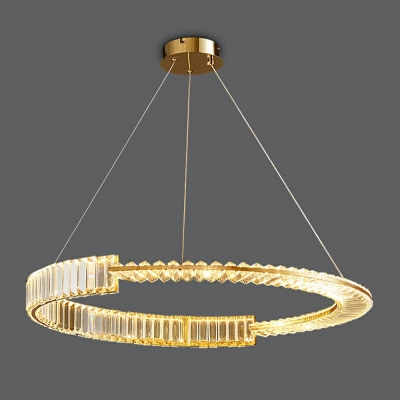 2-Light Chandelier Lighting Minimalist Style Ring Shape Metal Hanging Light Kit