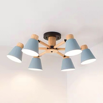6-Light Chandelier Light Fixture Modernist Style Cone Shape Metal Pendant Lights