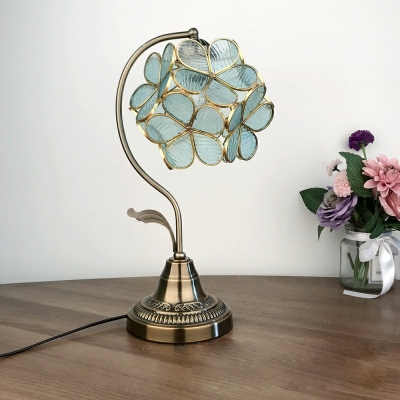 Blue Flower Nightstand Lamps Tiffany Style Stained Art Glass 1 Light Table Lamps