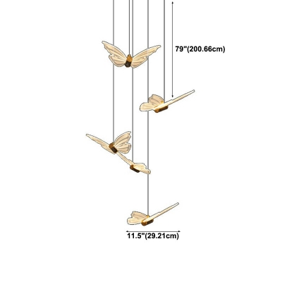 Butterfly-Shape Pendant Lighting Fixtures LED Modern Hanging Light Fixtures in Black Gold
