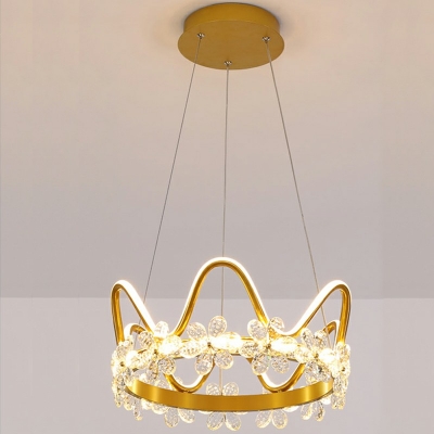 Contemporary Crystal Prisms Ceiling Suspension Lamp Round Suspended Lighting Fixture