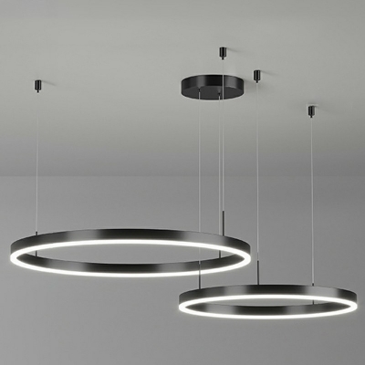 Contemporary Round Metal Chandelier Lighting Tiered LED Chandelier for Living Room
