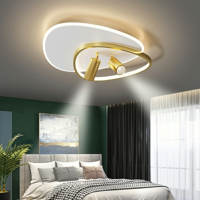 Geometric Flush Lighting Modern Metal Remote Control Stepless Dimming Flush Mount Lamp for Bedroom