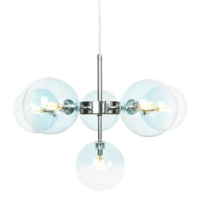 Glass Shade Modern Chandeliers for Dining Room 6-Light Hanging Ceiling Light