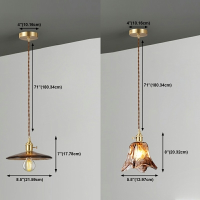 Glass Shade Pendant Lighting Fixtures Single Bulb Contemporary Pendant Lights in Tan