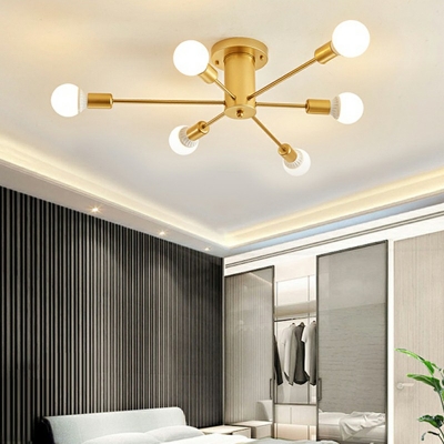 Industrial Semi Flush Mount Lighting Exposed Bulb Ambient Light Fixtures for Bedroom
