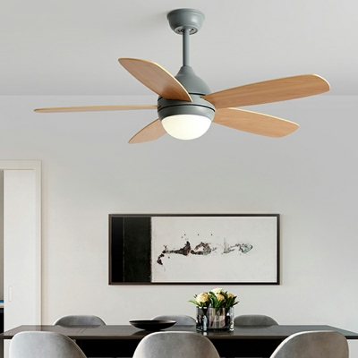Macaron Ceiling Fan Light Modern Wood Third Gear 1-Light LED Ceiling Fan for Kid’s Room