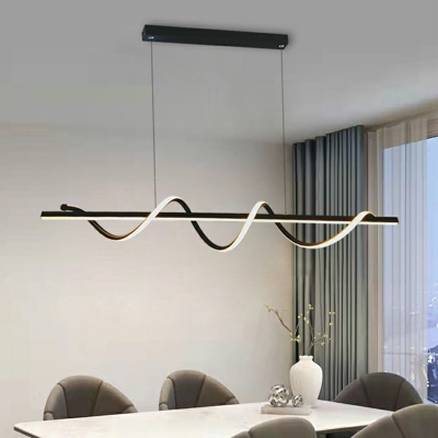 Minimalist Dining Room Metal Island Pendant Linear LED Island Light