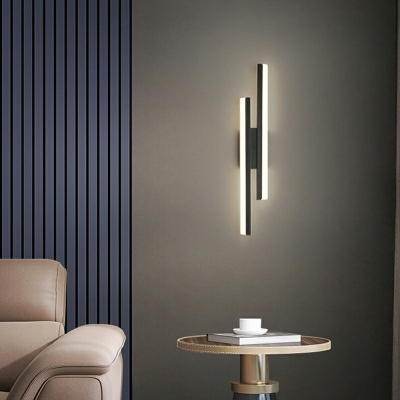 Modern Wall Sconce Lighting in Black Linear Shape Modern Bedroom Wall Sconces