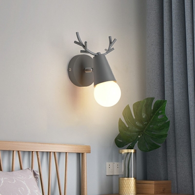 Simplistic Deer Sconce Light Fixture Wrought Iron Wall Sconces