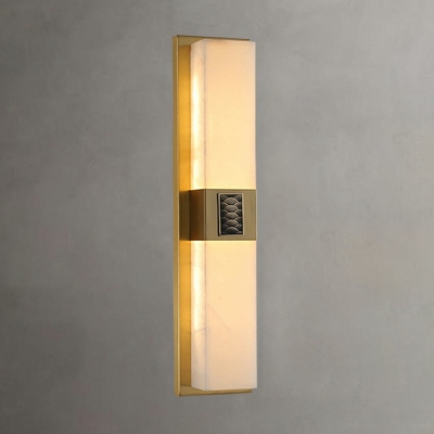 Stone Rectangular Sconce Light Fixture Modern Style Third Gear 1 Light Wall Sconce Lights in Gold