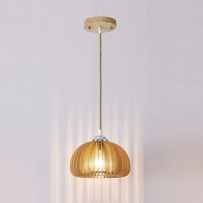 Wood Drum Hanging Ceiling Light Modern Minimalism Pendant Lights for Living Room