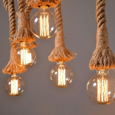 1-Light Pendant Light Industrial Style Linear Shape Rope Hanging Lamps
